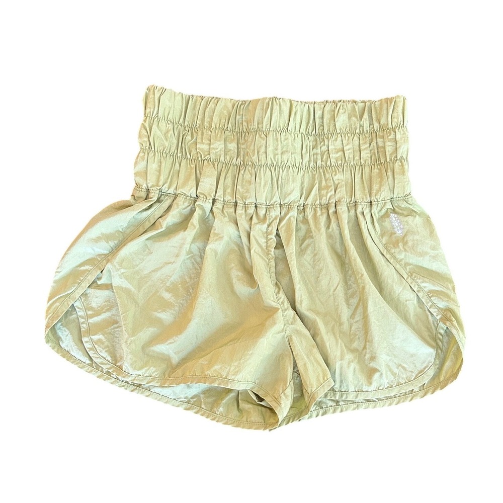 Free People FP Movement The Way‎ Home Shorts Sage Green High Rise Smocked Waist